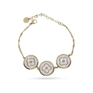 Bransoletka damska złocona z kółeczkami stal szlachetna